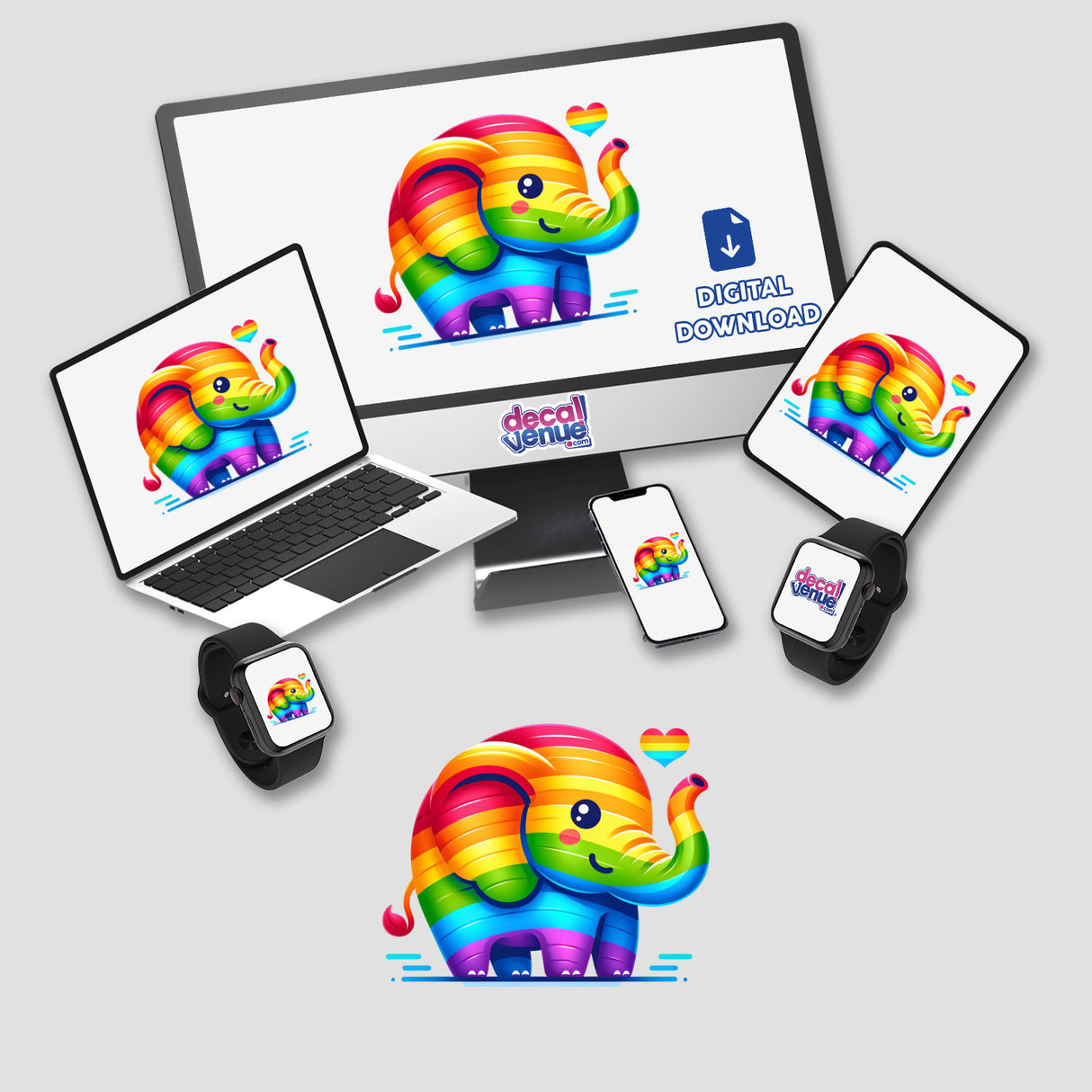 Elephant Colorful Rainbow Pride