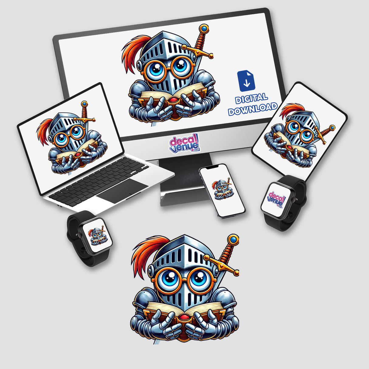 Knight With Reading Glasses Open Book