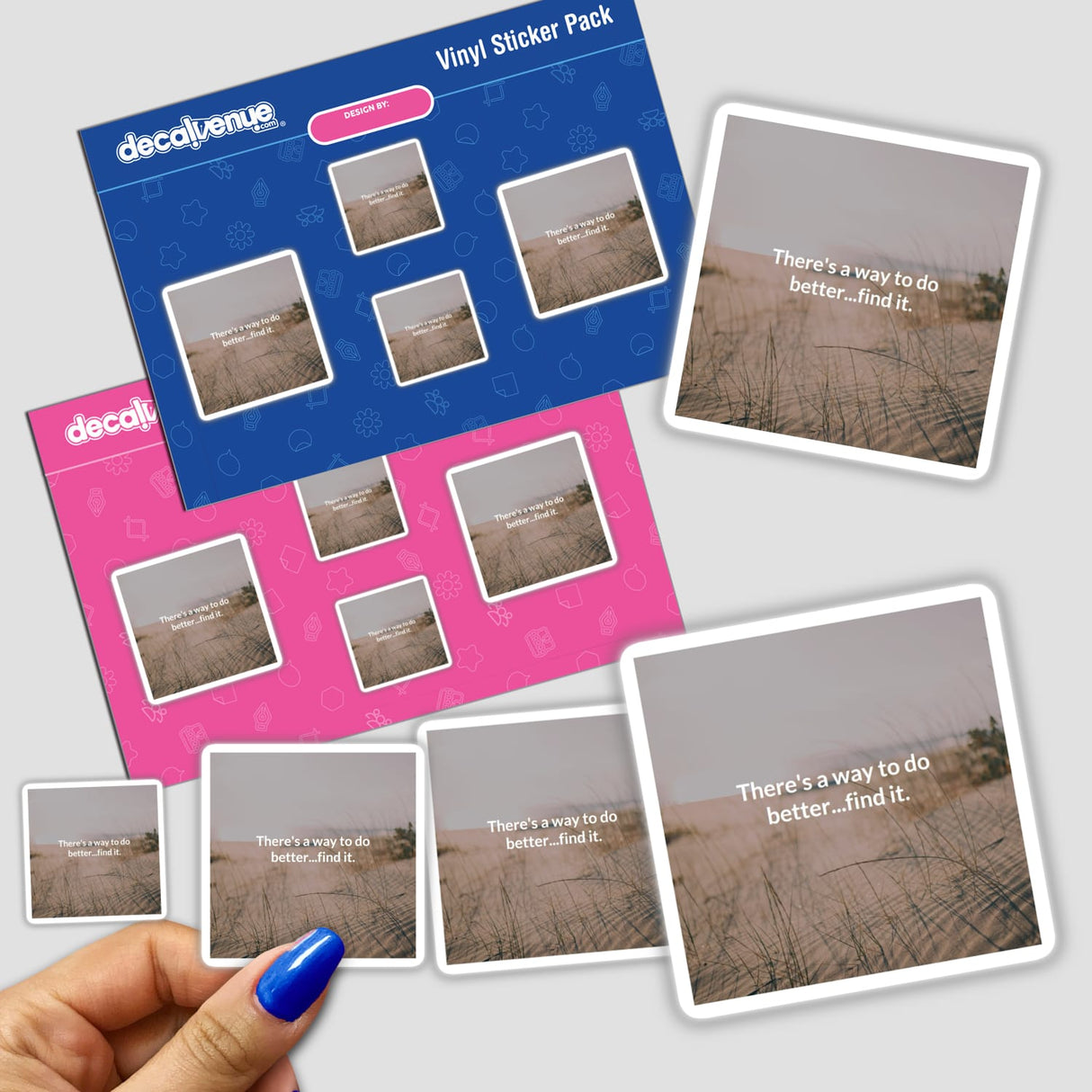 There's a way to do better...find it artwork featuring sand dunes and grasses, offering tranquility and motivation. Available as stickers or digital art from Decal Venue.