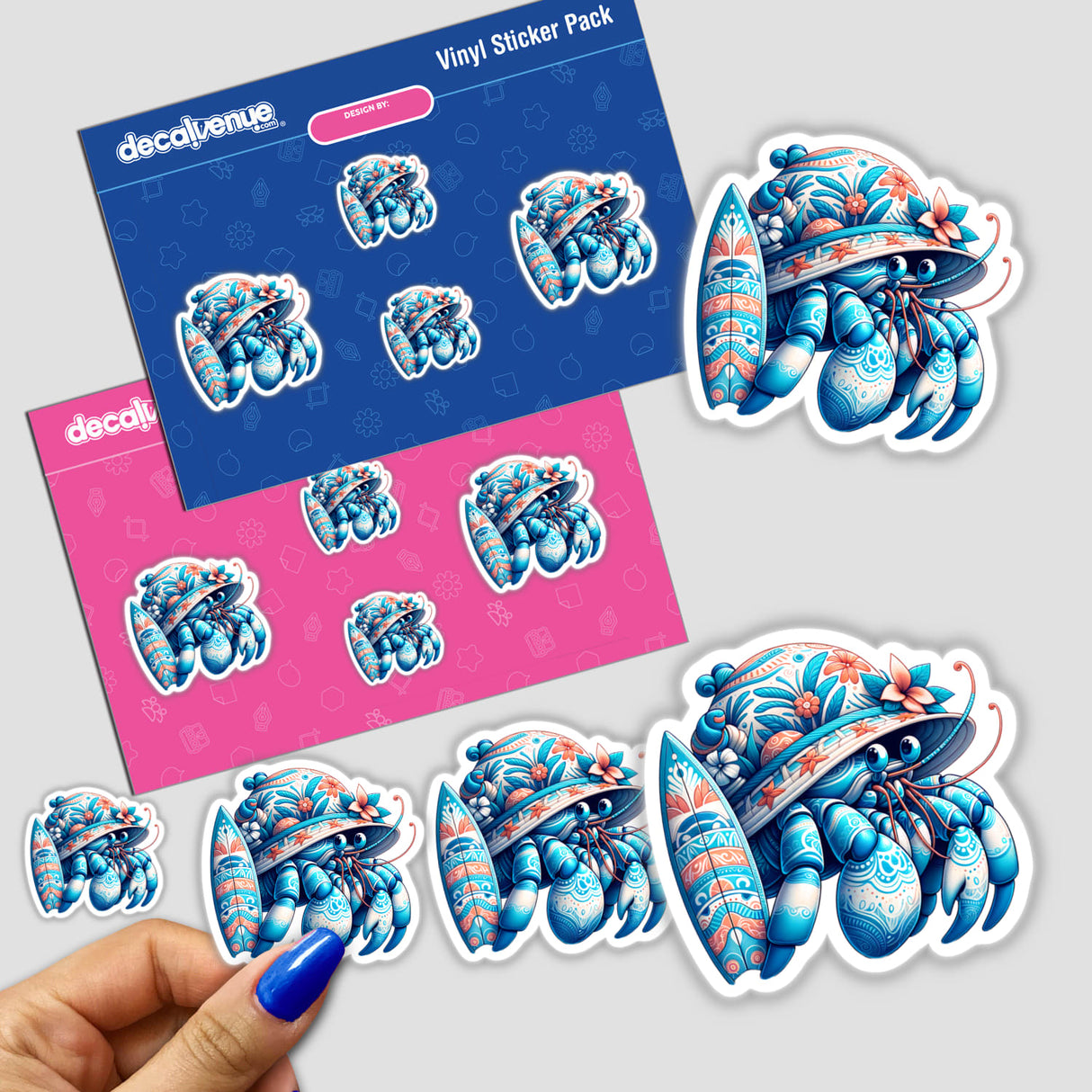 Hermit Crab in Summer Beach Hat with Surfboard