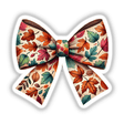 Autumn Leaves Pattern Coquette Bow featuring a colorful design with detailed leaf accents, available as stickers or digital artwork from Decal Venue.
