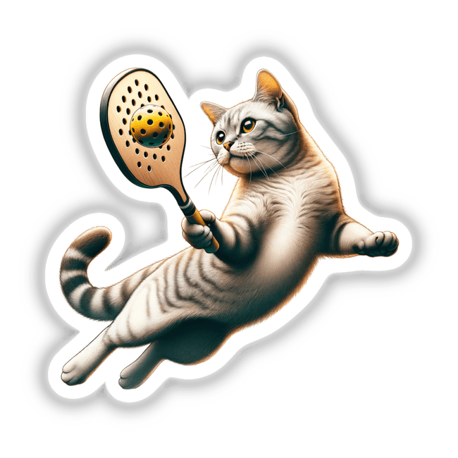 Cat Playing Pickleball Feline