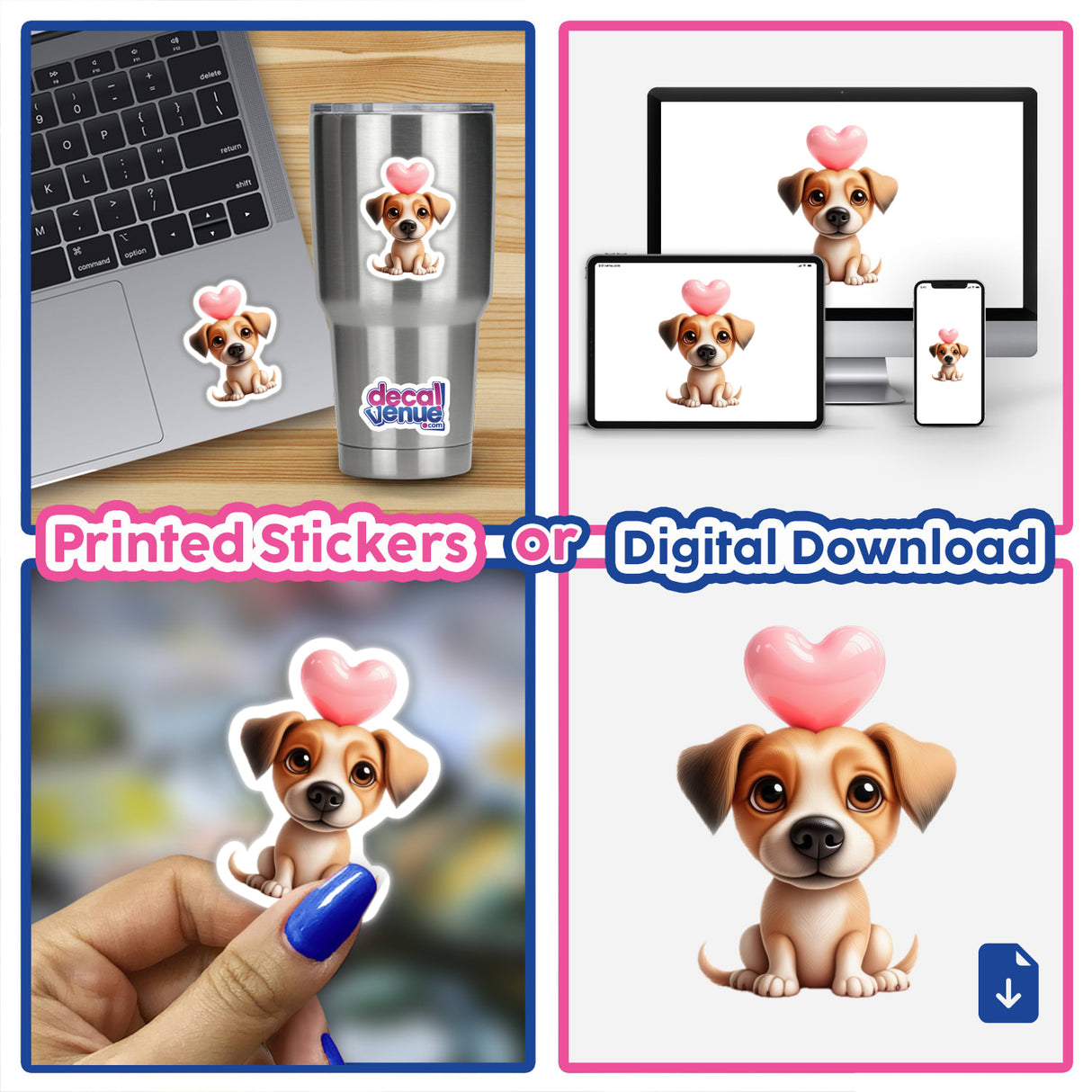 a picture of a dog with a heart on its head