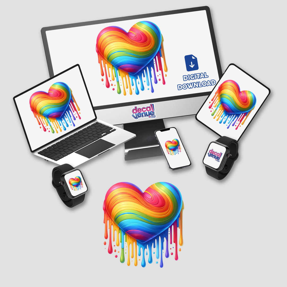 Rainbow Heart Swirl Dripping