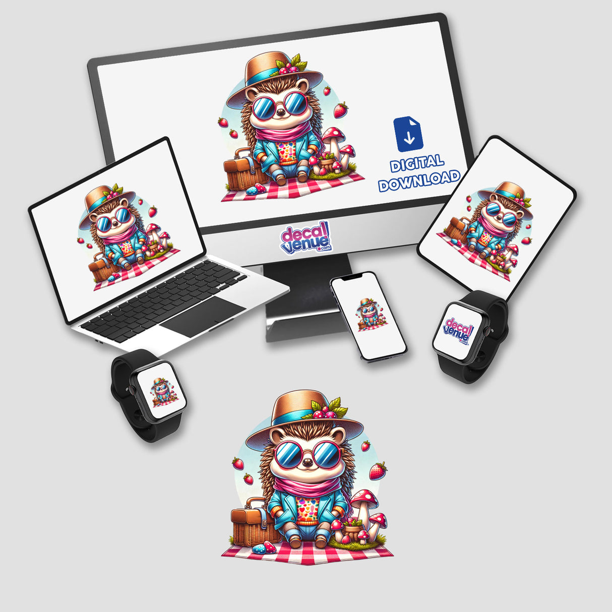 Stylish Hedgehog having a Picnic