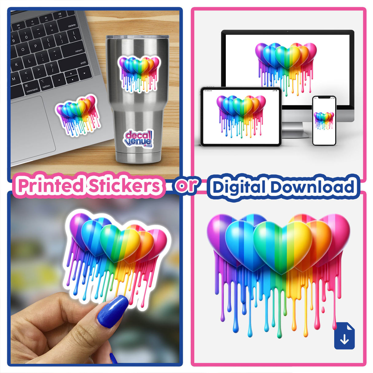 Rainbow Hearts Drip Pride