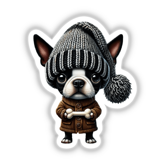 Boston Terrier Gnome Holding Dog Bone