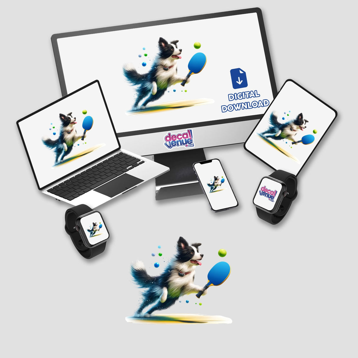 Border Collie Dog Playing Pickleball