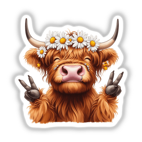 Peace Out Daisy Highland Cow