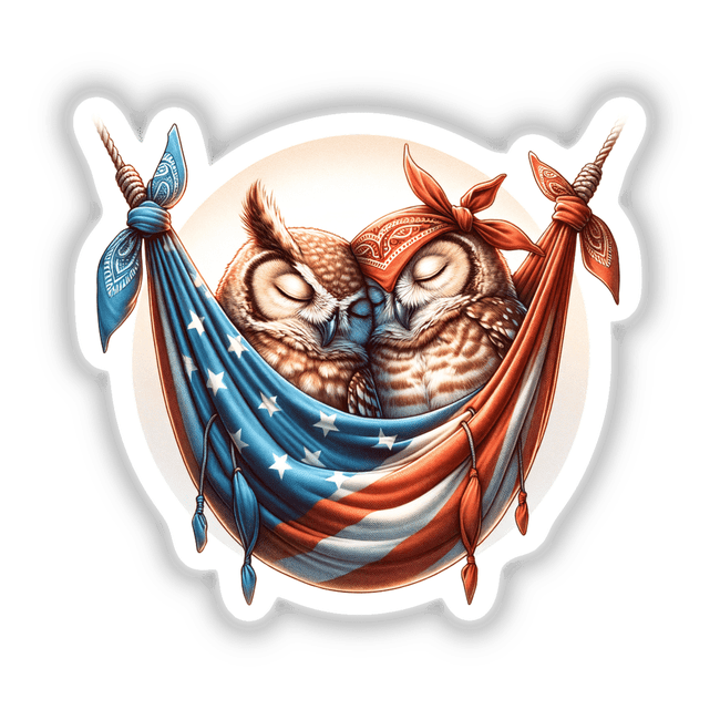 Owls Sleeping in USA Flag Bandana Hammock