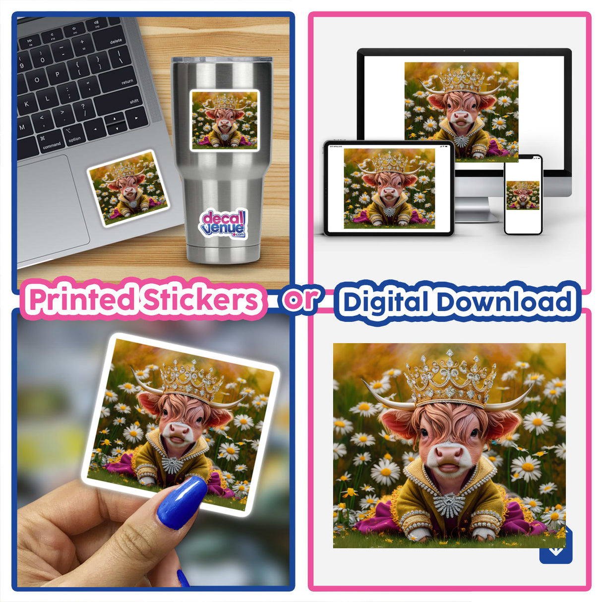 Baby Highland Cow Crown Daisies