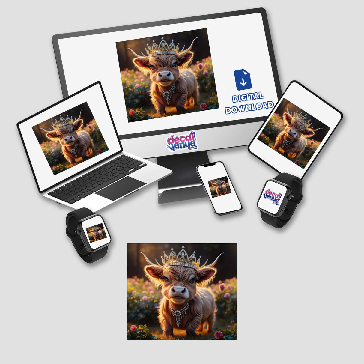 Baby Highland Cow Crown Roses