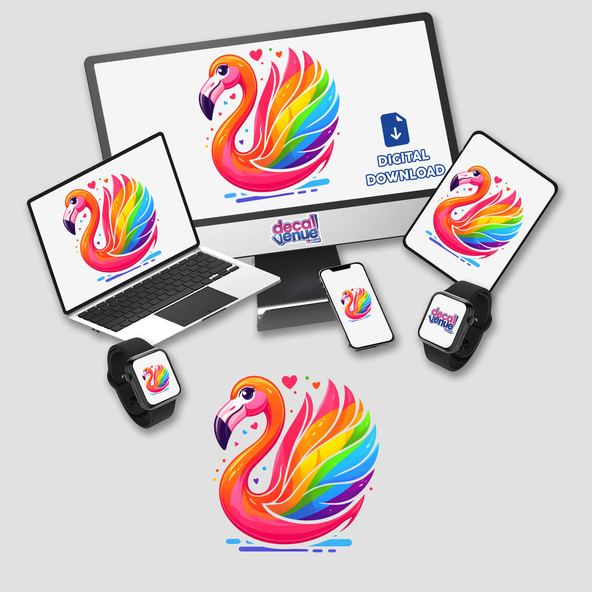 Colorful Flamingo Bird Rainbow Pride