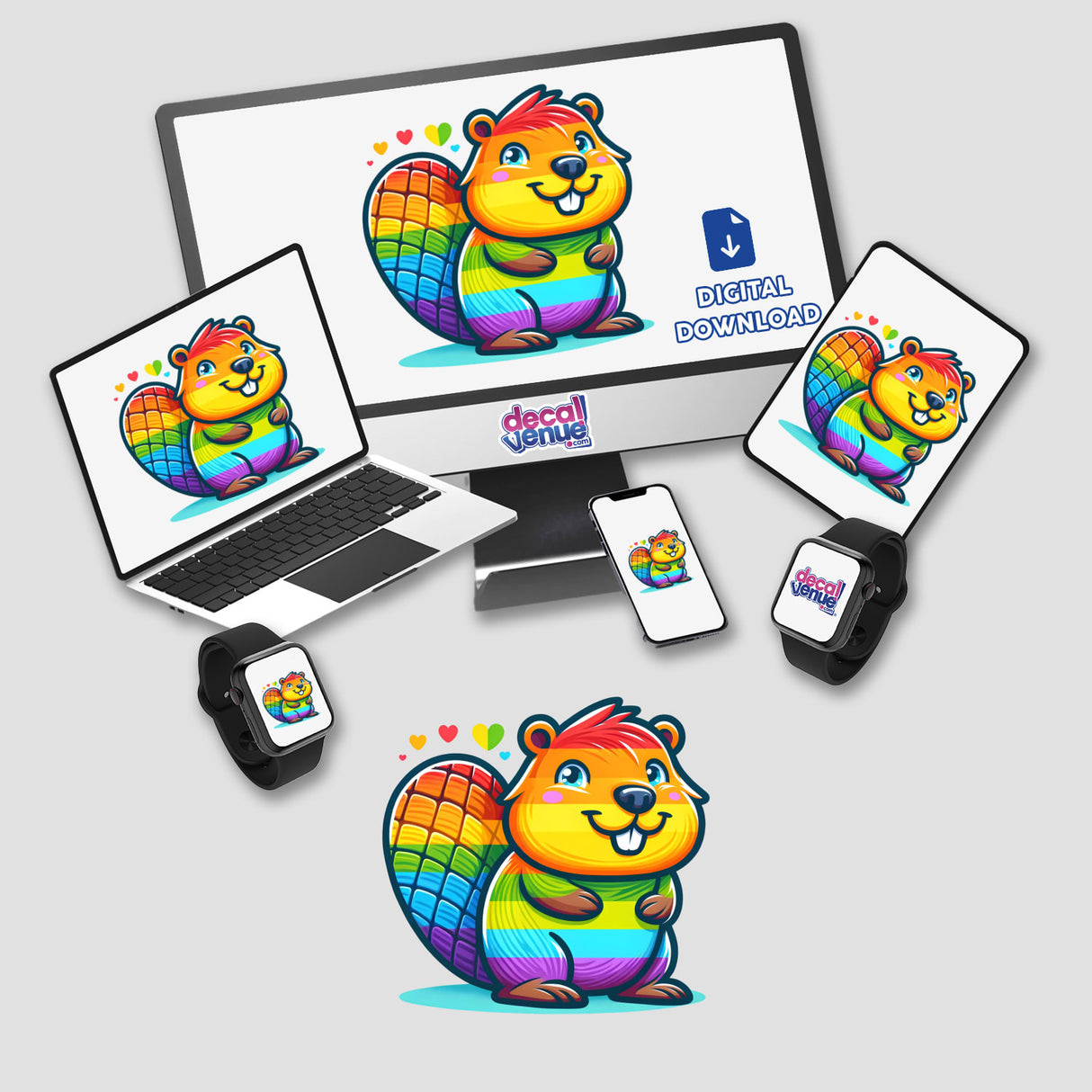 Beaver Colorful Rainbow Pride