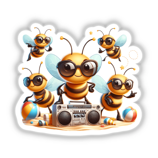 Honey Bee Beach Party Sunglasses Boombox