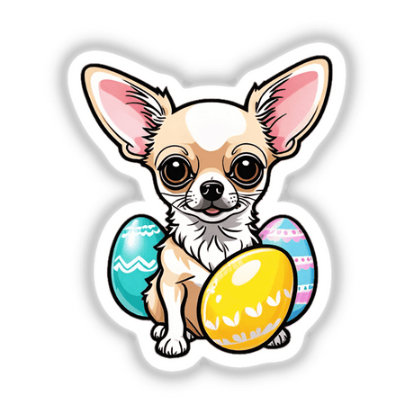 Chihuahua with Easter eggs