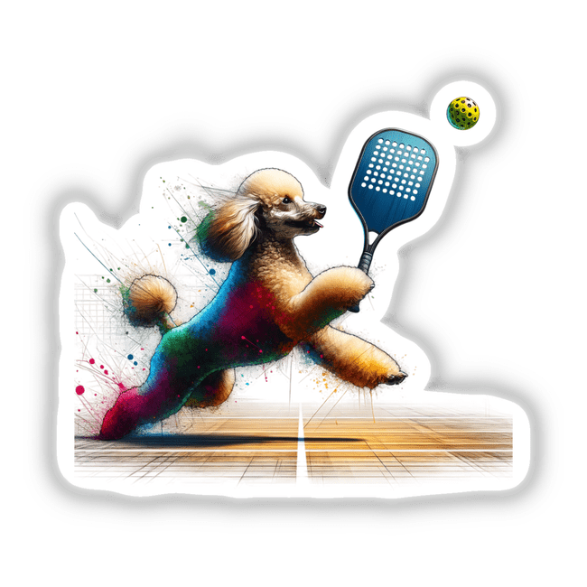 Poodle Dog Playing Pickleball