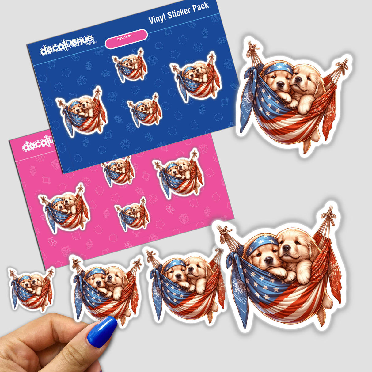 Golden Retriever Dogs in American Flag Bandana Hammock