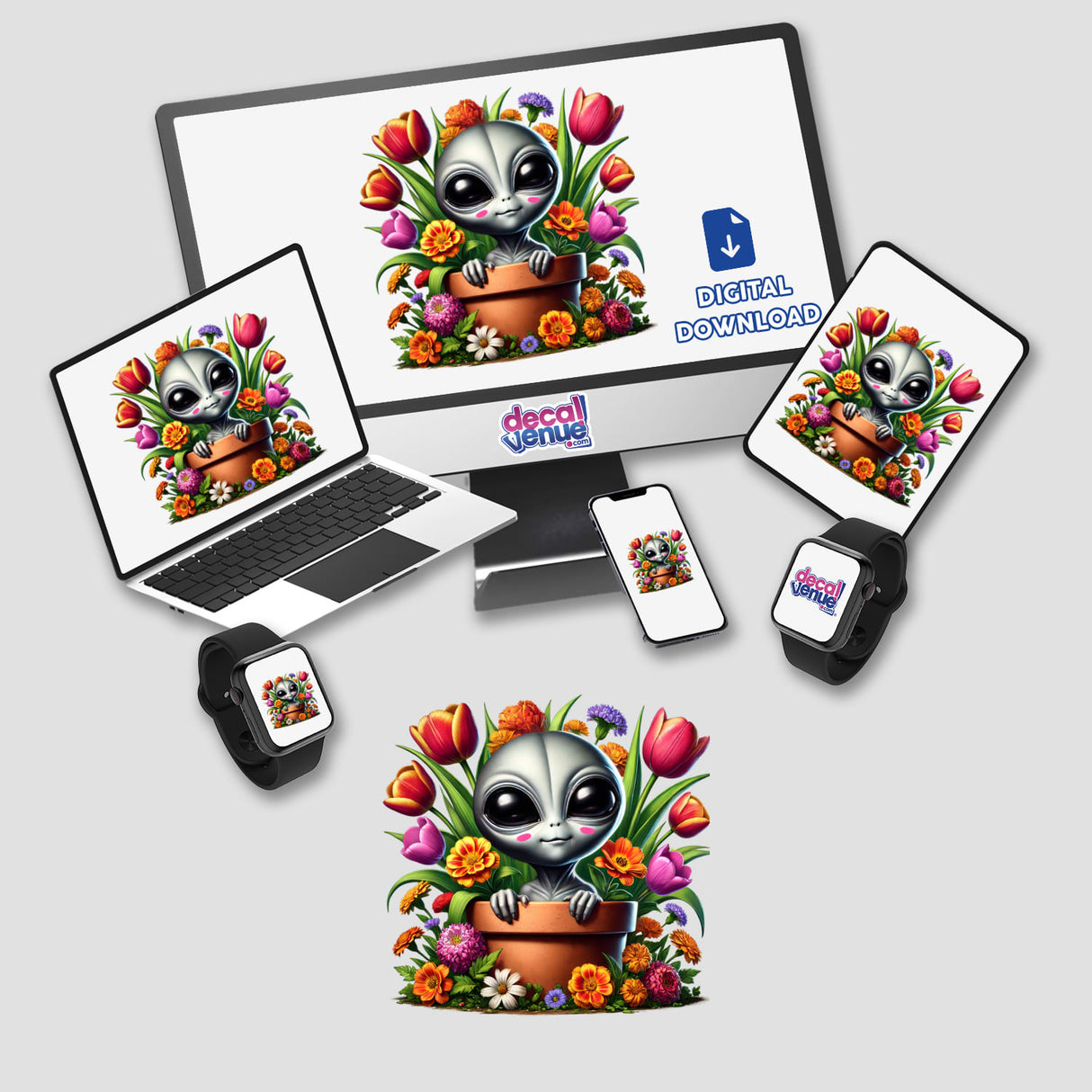 Alien Peeking Out of Flower Pot