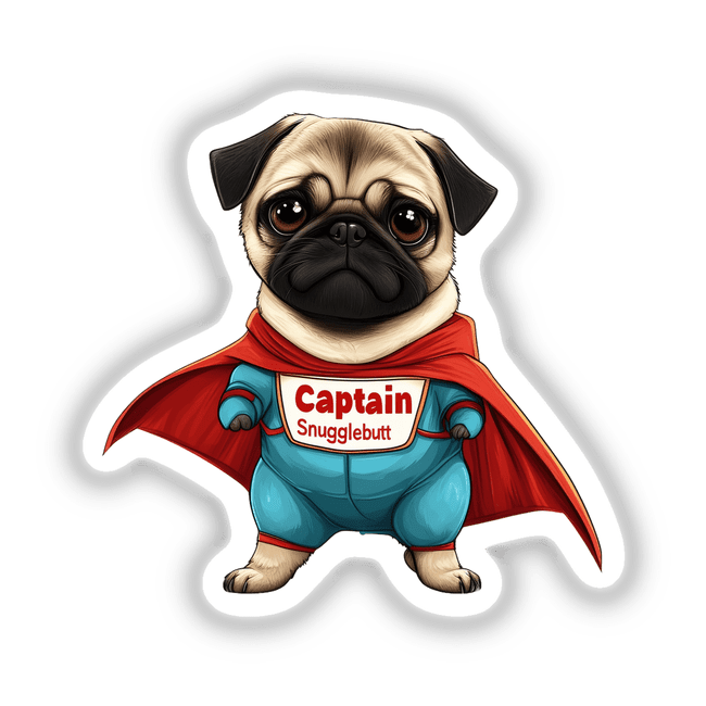 Captain Snugglebutt Pug Dog Superhero