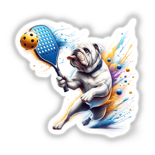 Bulldog Dog Playing Pickleball