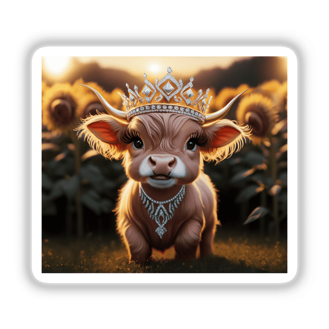 Baby Highland Cow Crown Sunflowers