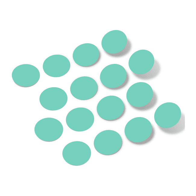 Mint green polka dot circles wall decals arranged in a decorative pattern on a white background.