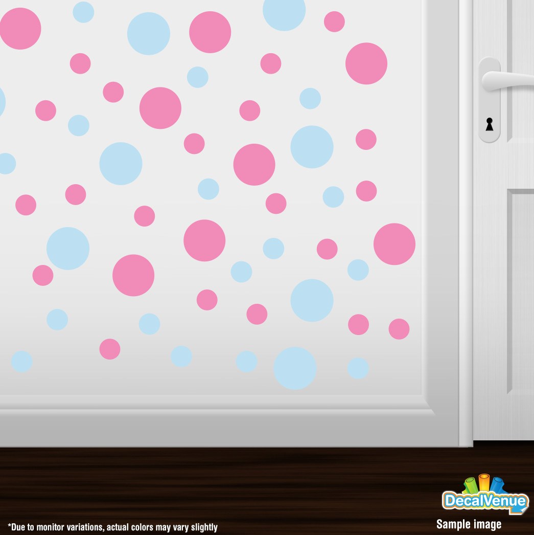Baby Blue / Pink Polka Dot Circles Wall Decals