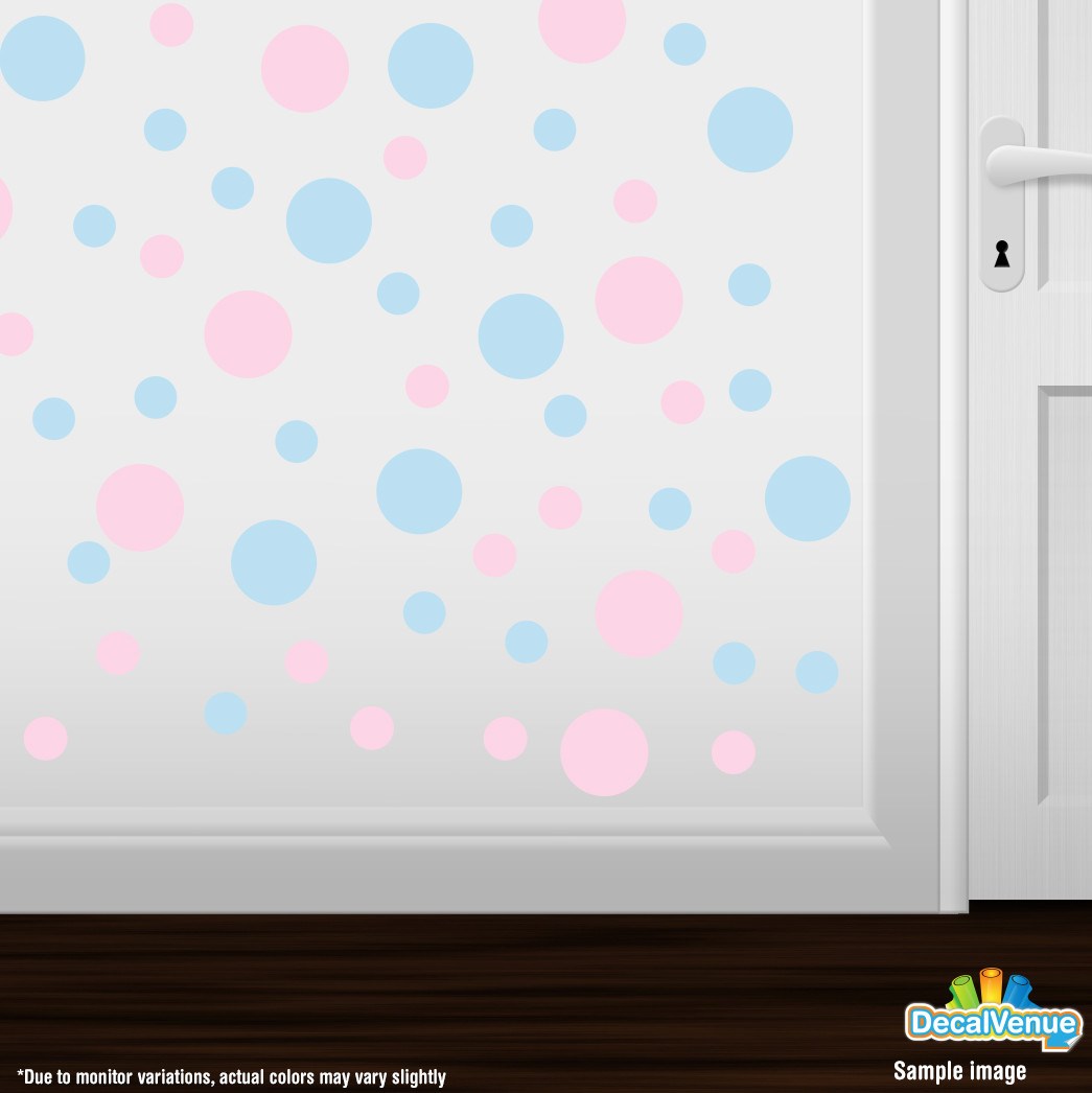 Baby Pink / Baby Blue Polka Dot Circles Wall Decals