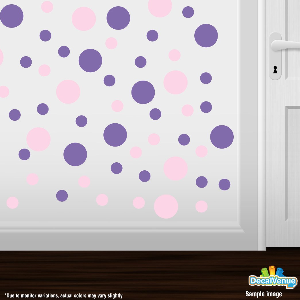 Baby Pink / Lavender Polka Dot Circles Wall Decals