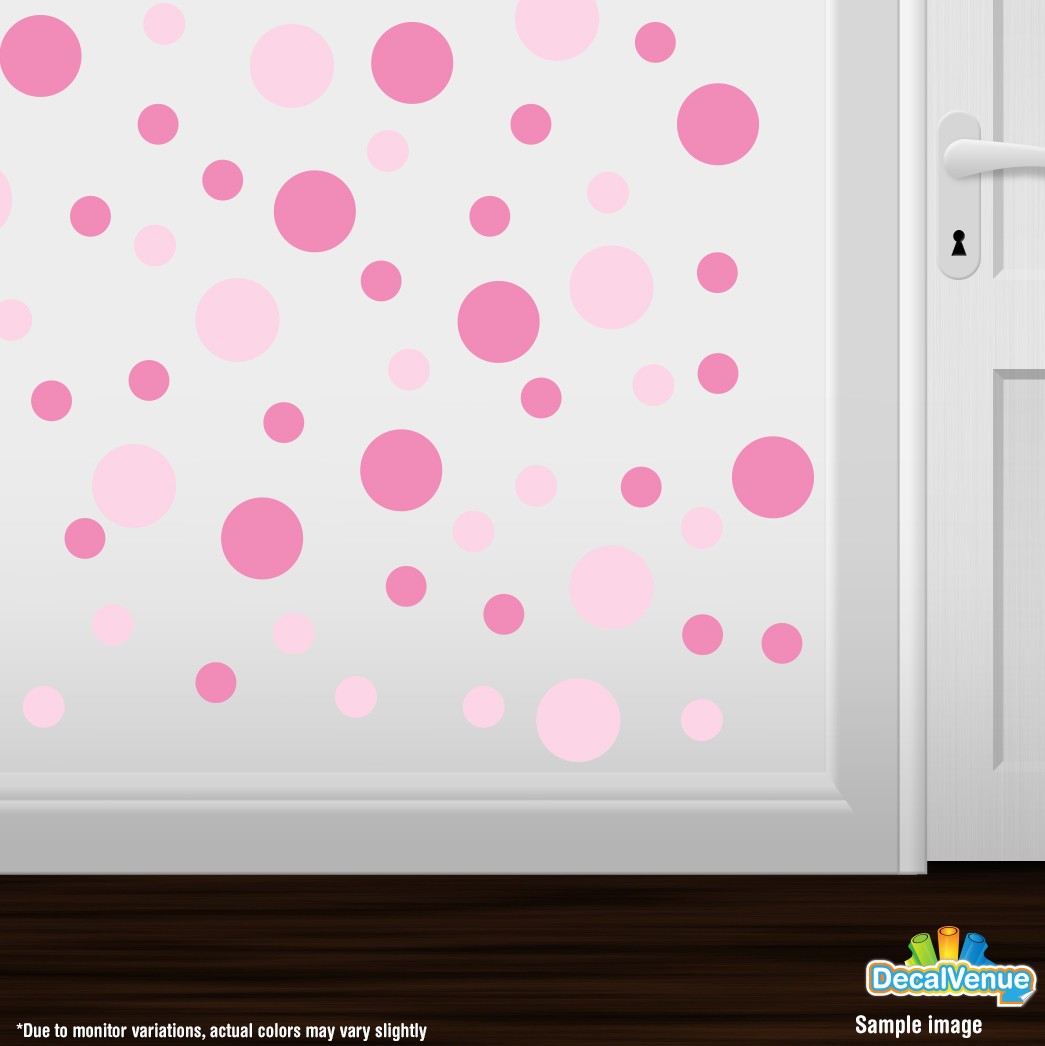 Baby Pink / Pink Polka Dot Circles Wall Decals