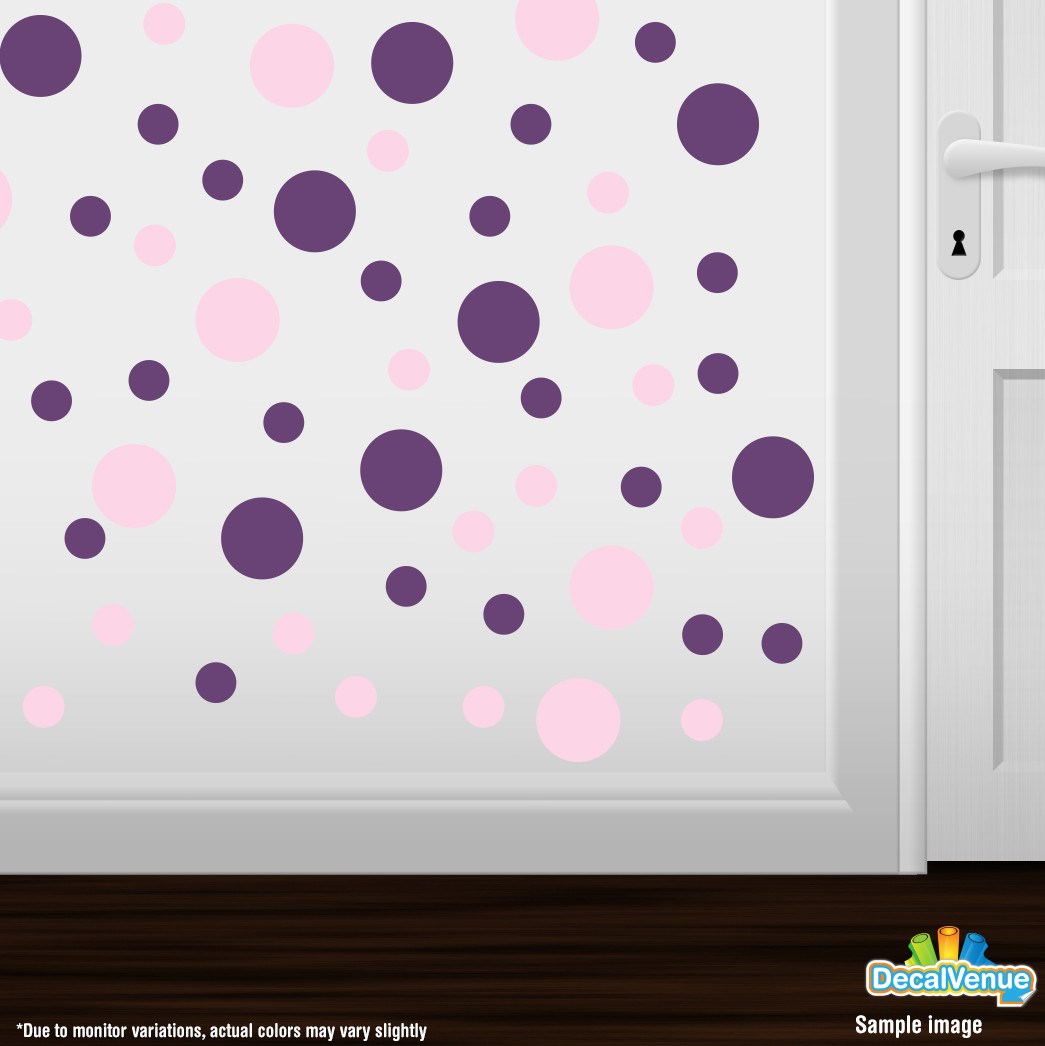Baby Pink / Purple Polka Dot Circles Wall Decals