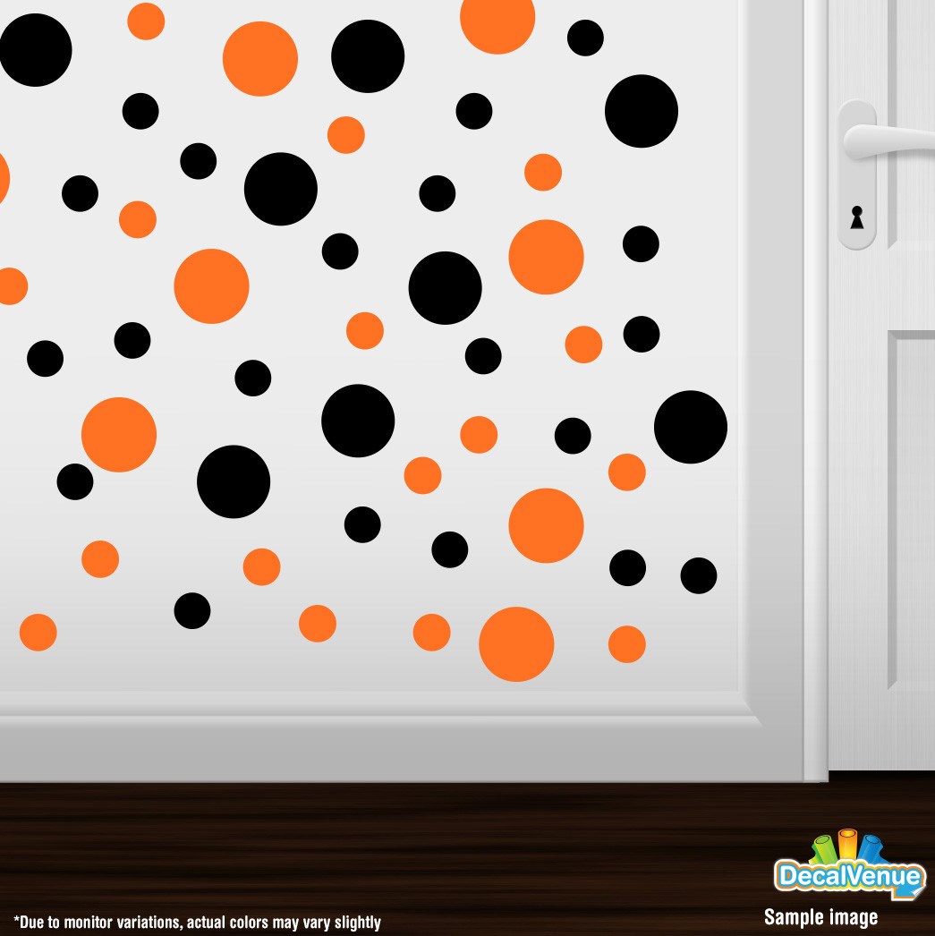 Black / Orange Polka Dot Circles Wall Decals