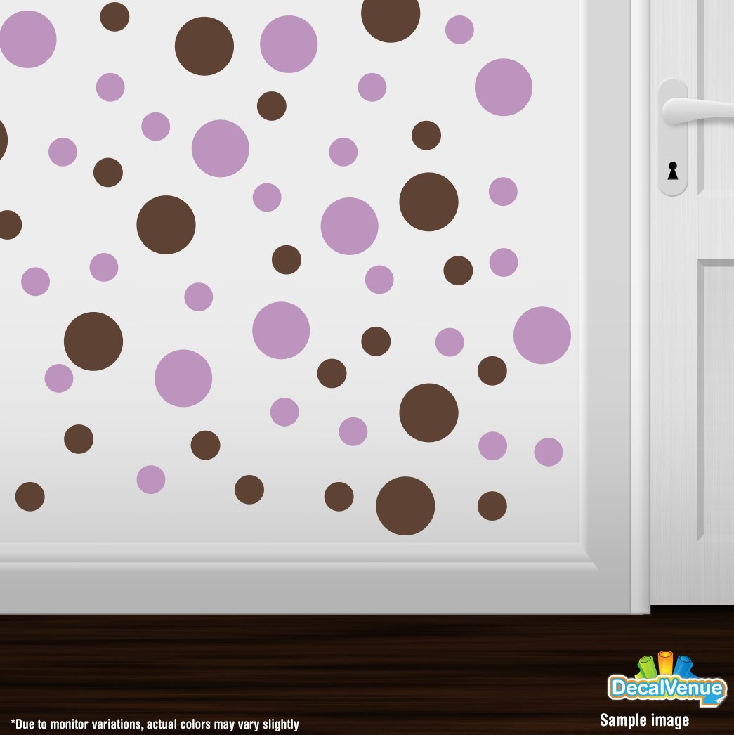 Chocolate Brown / Lilac Polka Dot Circles Wall Decals