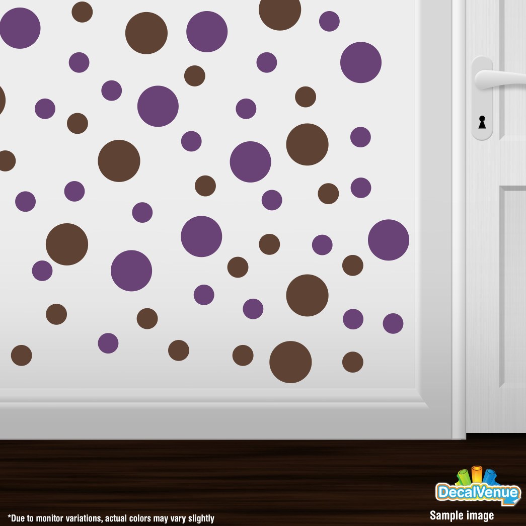 Chocolate Brown / Purple Polka Dot Circles Wall Decals