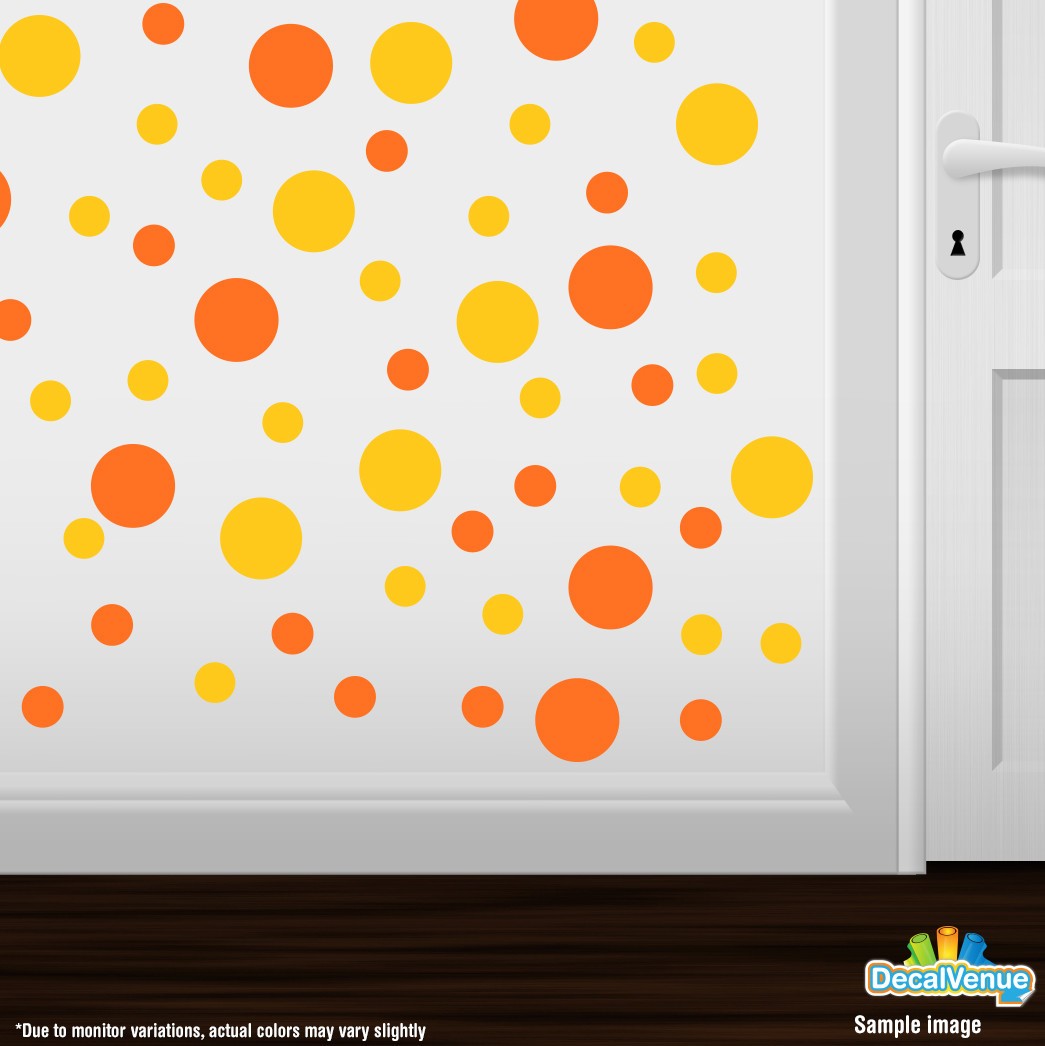 Orange / Yellow Polka Dot Circles Wall Decals
