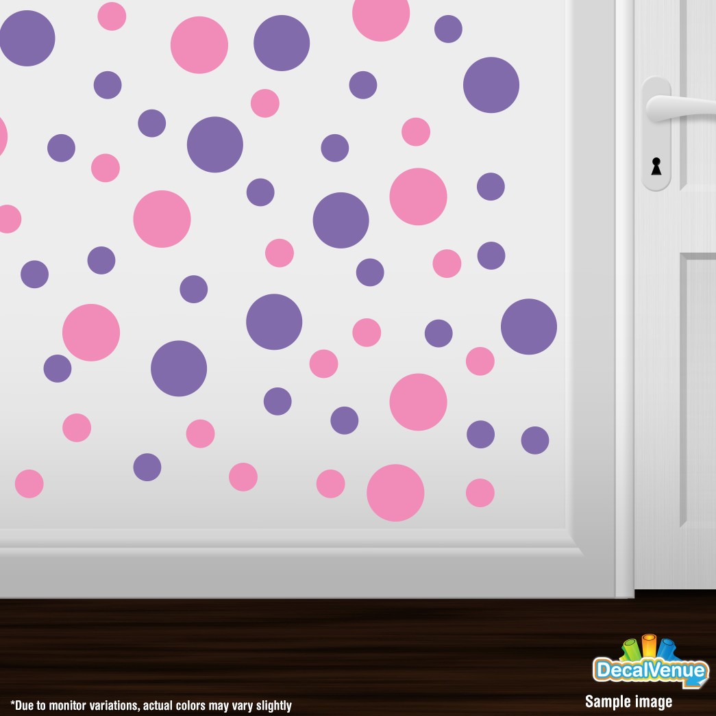 Pink / Lavender Polka Dot Circles Wall Decals