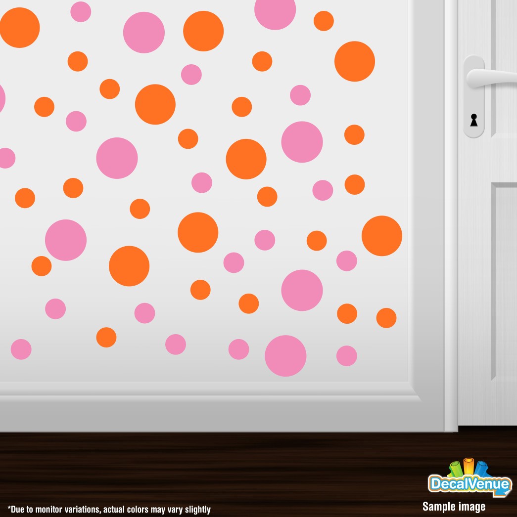 Pink / Orange Polka Dot Circles Wall Decals