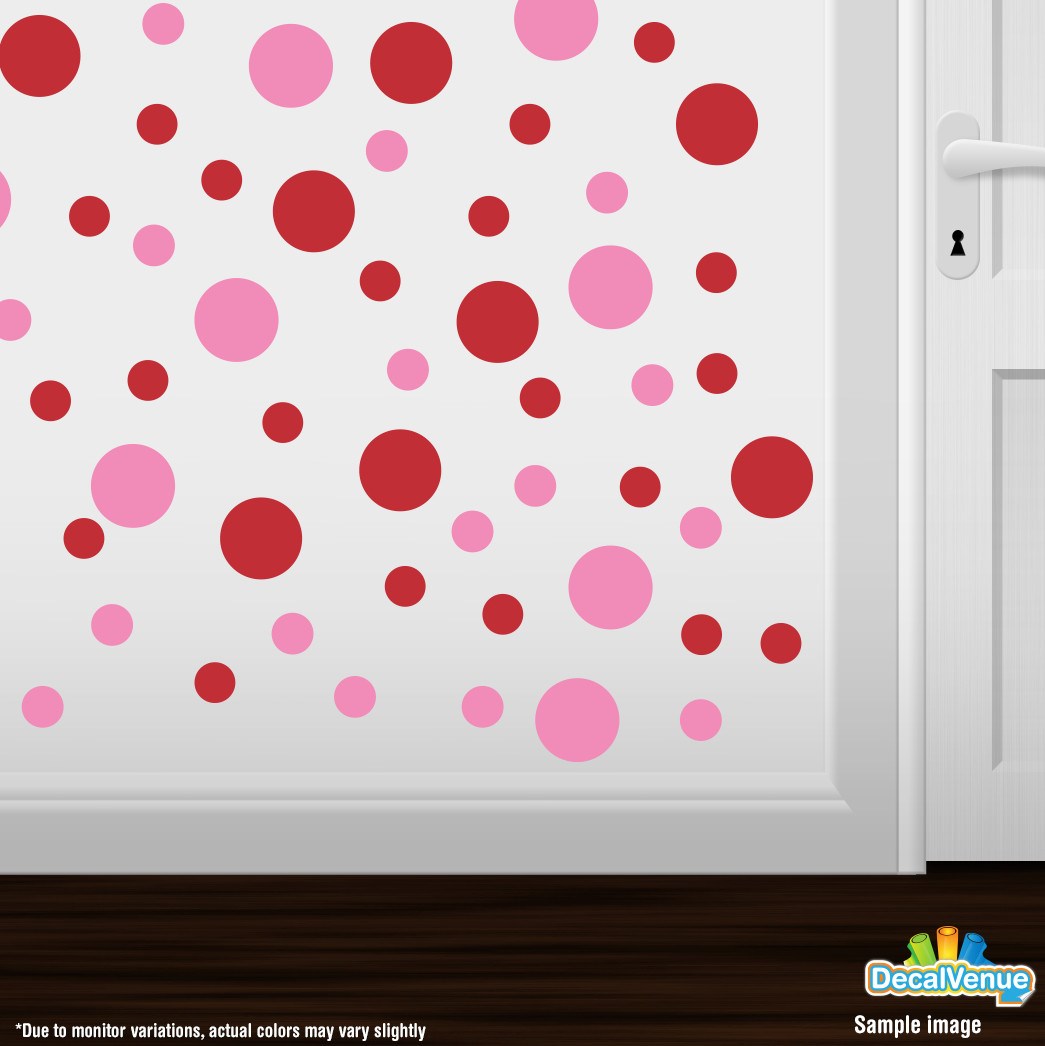 Red / Pink Polka Dot Circles Wall Decals