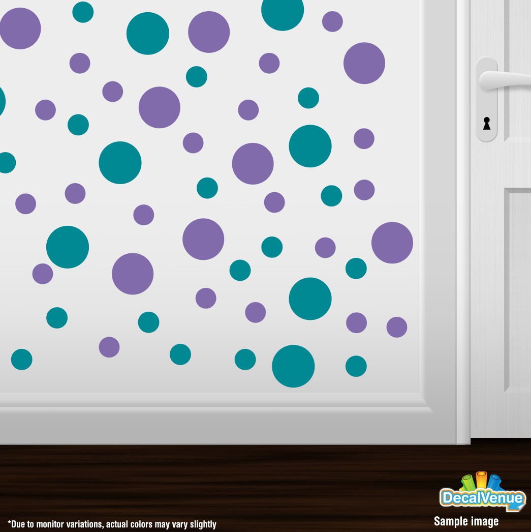 Turquoise / Lavender Polka Dot Circles Wall Decals