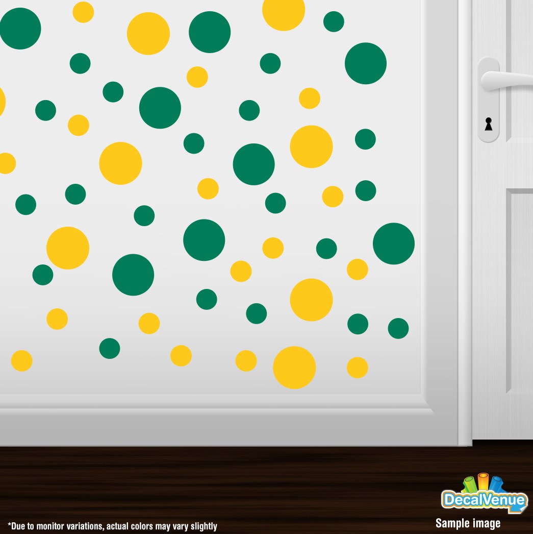 Green and Yellow Polka Dot Circles Wall Decals