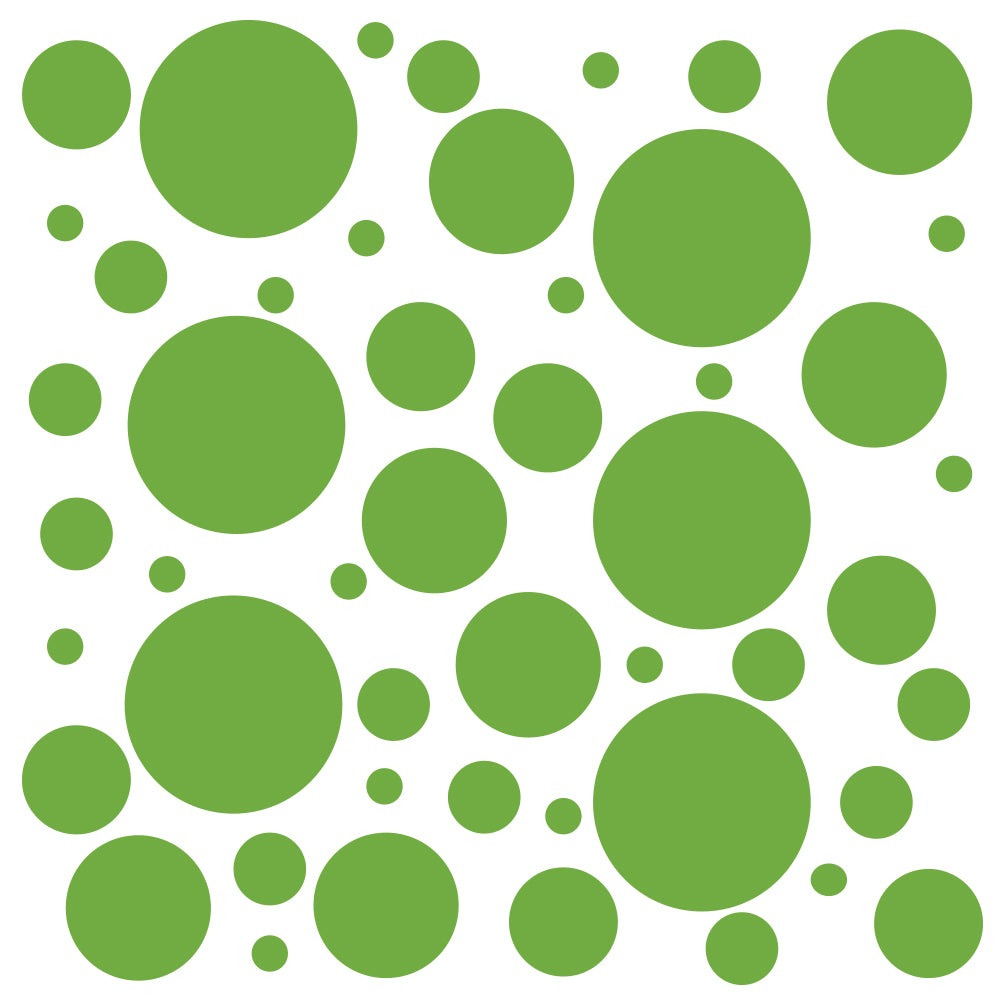 Set of 300 Assorted Green Polka Dot Vinyl Wall Decals and Stickers