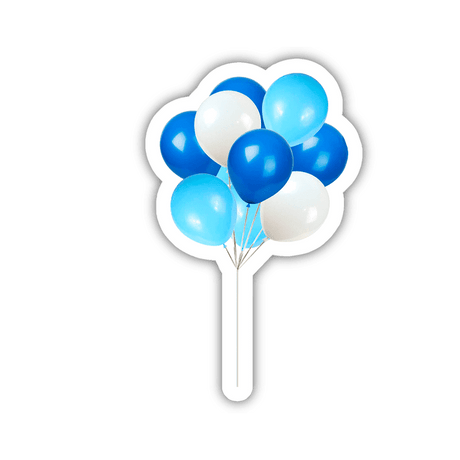 BLUE BALLOONS WITH GREY RIBBONs