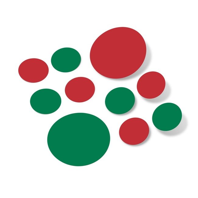 Red / Green Polka Dot Circles Wall Decals
