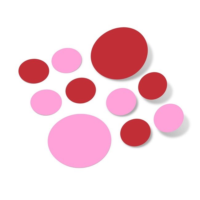 Red / Pink Polka Dot Circles Wall Decals