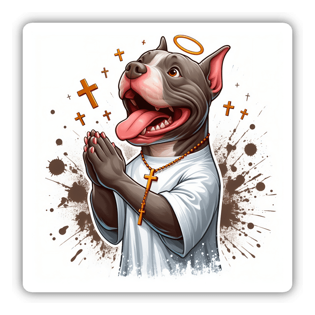 Praying Pitbull w/ Splatter Background