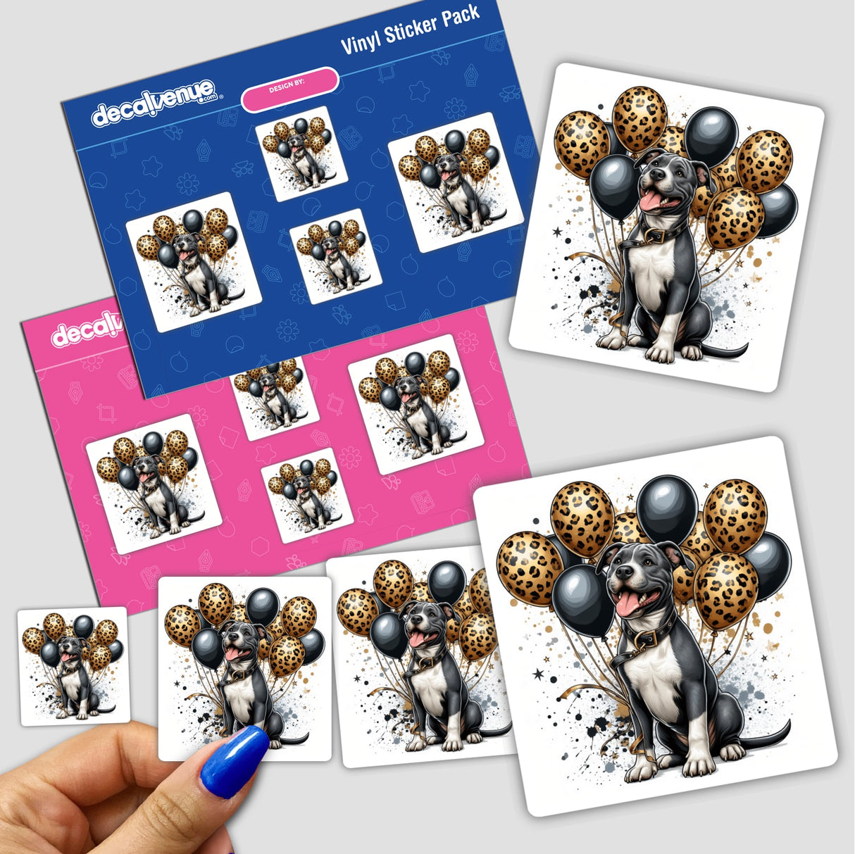 Party Pitbull w/ Black and Leopard Balloons