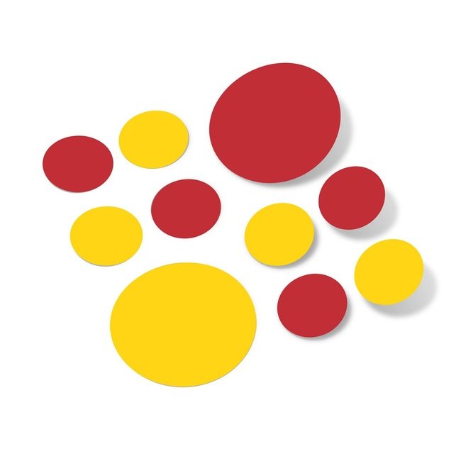 Vibrant Yellow and Red Polka Dot Circles Wall Decals