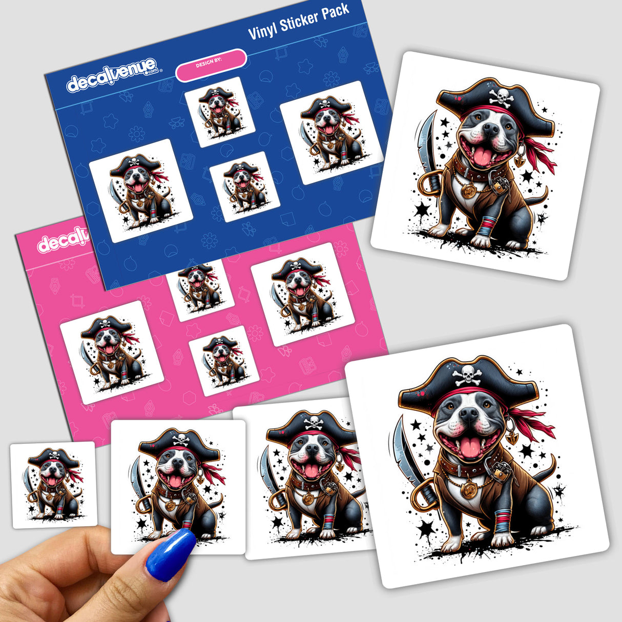Happy Pirate Pitbull w/ Splatter Background
