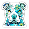 Floral Sugar Skull Pitbull Blues